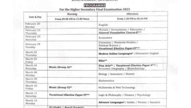 AHSEC Class 12 Datesheet