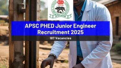 APSC PHED Junior Engineer Recruitment 2025