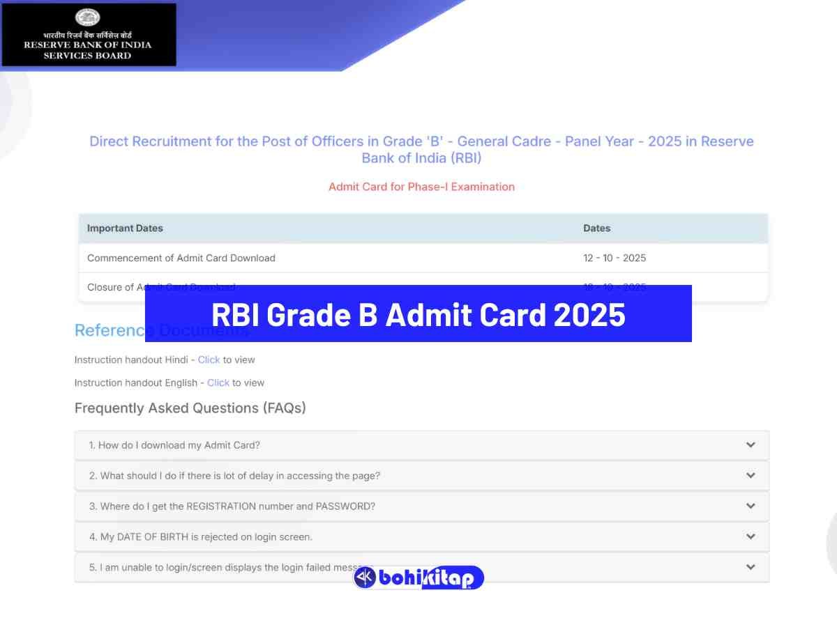 RBI Grade B Admit Card 2025