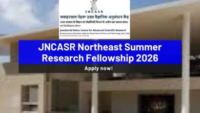 JNCASR Northeast Summer Research Fellowship 2026